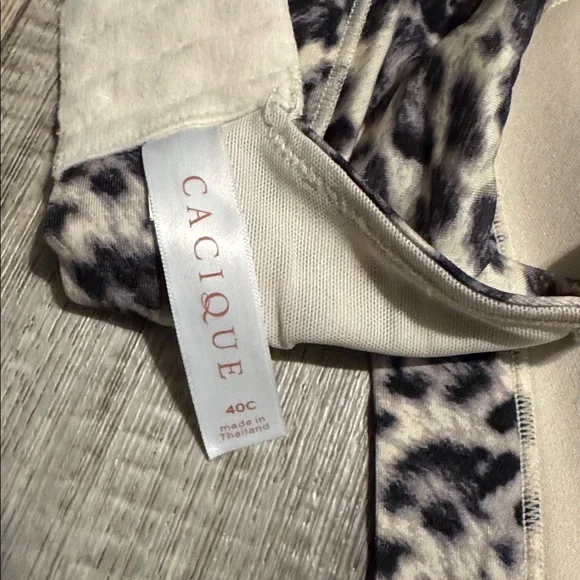 Cacique Black and Cream Leopard Print Bra-size 40C - Picture 7 of 7